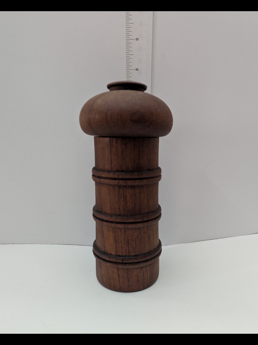 Rare Vintage Dansk Teak Wood Mushroom Shaped Salt Shaker Pepper Mill Ribbed